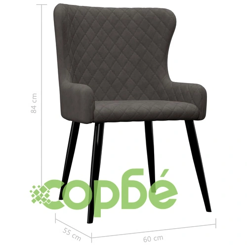 Трапезни столове, 6 бр, сиви, кадифе ➤ топ цена ➤ sorbe.bg