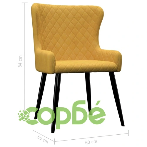 Трапезни столове, 4 бр, жълти, кадифе ➤ топ цена ➤ sorbe.bg