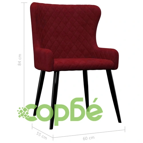 Трапезни столове, 6 бр, червени, кадифе ➤ топ цена ➤ sorbe.bg