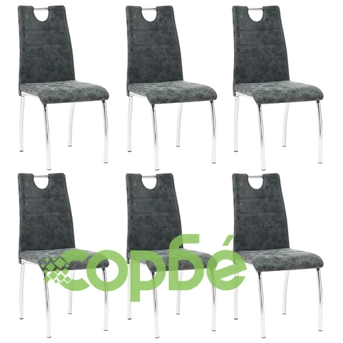 Трапезни столове, 6 бр, черни, изкуствена кожа ➤ топ цена ➤ sorbe.bg