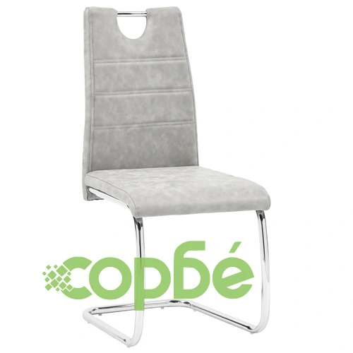 Трапезни столове, 6 бр, светлосиви, изкуствена кожа ➤ топ цена ➤ sorbe.bg