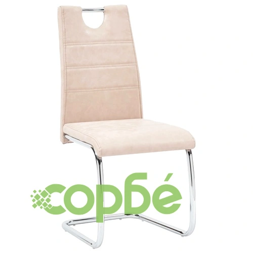 Трапезни столове, 6 бр, кремави, изкуствена кожа ➤ топ цена ➤ sorbe.bg