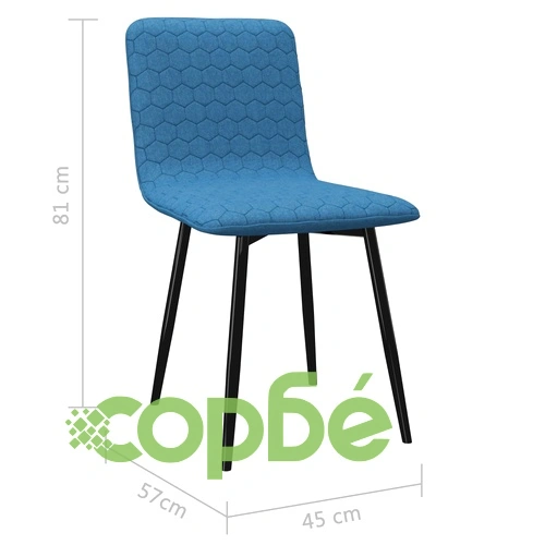 Трапезни столове, 6 бр, сини, текстил ➤ топ цена ➤ sorbe.bg