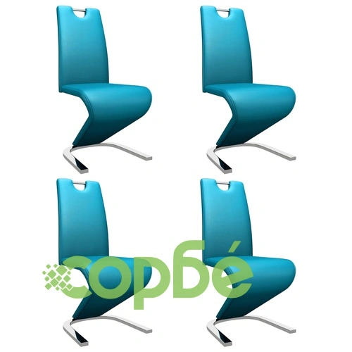 Трапезни столове, зигзагообразни, 4 бр, сини, изкуствена кожа ➤ топ цена ➤ sorbe.bg