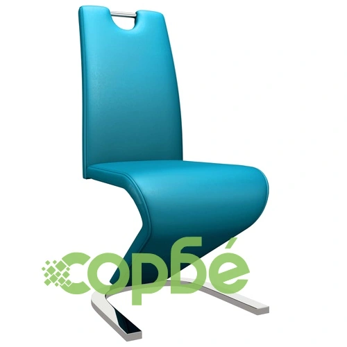 Трапезни столове, зигзагообразни, 4 бр, сини, изкуствена кожа ➤ топ цена ➤ sorbe.bg