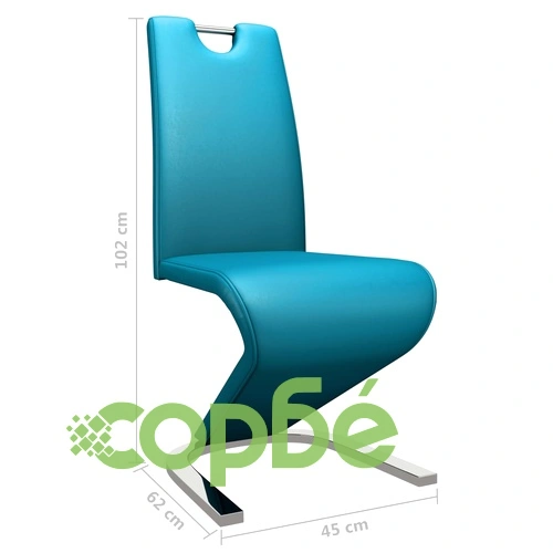 Трапезни столове, зигзагообразни, 4 бр, сини, изкуствена кожа ➤ топ цена ➤ sorbe.bg