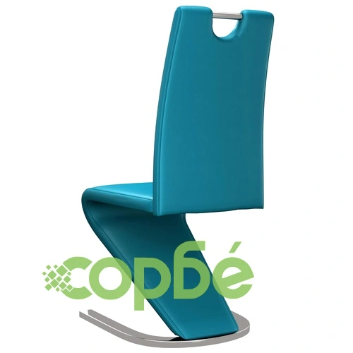 Трапезни столове, зигзагообразни, 6 бр, сини, изкуствена кожа ➤ топ цена ➤ sorbe.bg