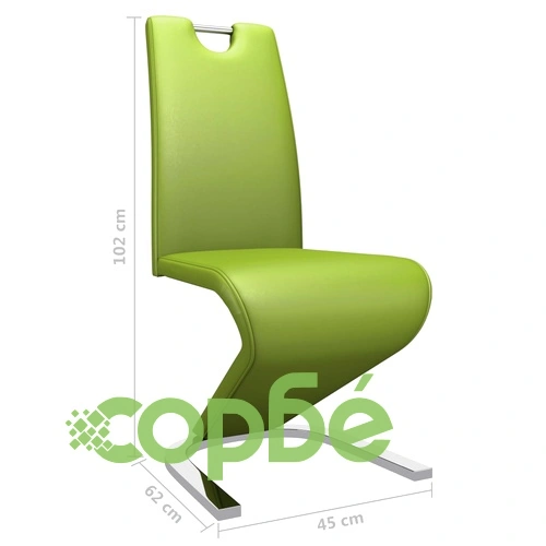 Трапезни столове, зигзагообразни, 6 бр, зелени, изкуствена кожа ➤ топ цена ➤ sorbe.bg