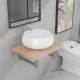 Комплект мебели за баня от две части, керамика, дъб
