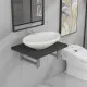 Комплект мебели за баня от две части, керамика, сив