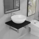 Комплект мебели за баня от две части, керамика, черен
