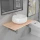 Комплект мебели за баня от две части, керамика, дъб
