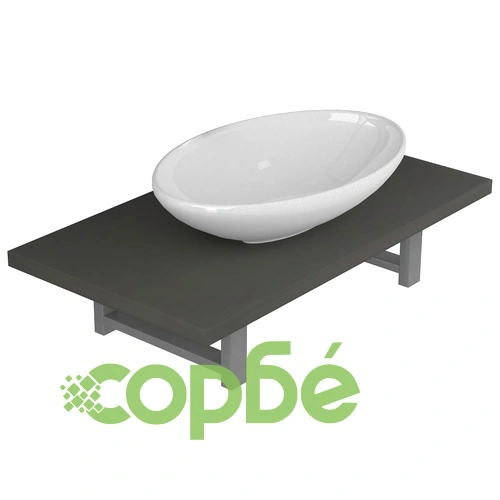 Комплект мебели за баня от две части, керамика, сив ➤ топ цена ➤ sorbe.bg