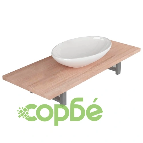 Комплект мебели за баня от две части, керамика, дъб ➤ топ цена ➤ sorbe.bg