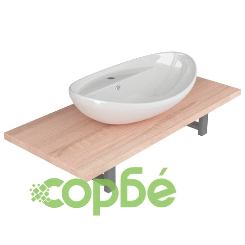Комплект мебели за баня от две части, керамика, дъб ➤ топ цена ➤ sorbe.bg
