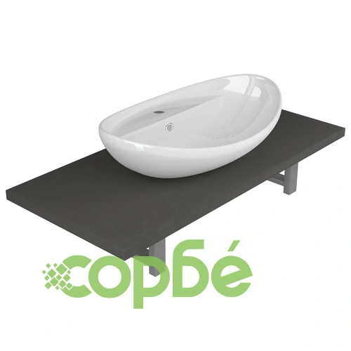 Комплект мебели за баня от две части, керамика, сив ➤ топ цена ➤ sorbe.bg