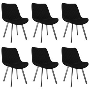 Трапезни столове, 6 бр, черни, изкуствена кожа