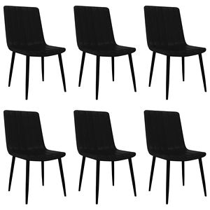 Трапезни столове, 6 бр, черни, изкуствена кожа