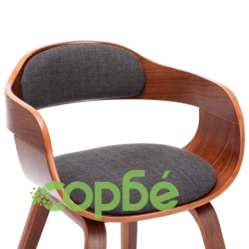 Трапезни столове, 2 бр, тъмносиви, текстил и извито дърво ➤ топ цена ➤ sorbe.bg