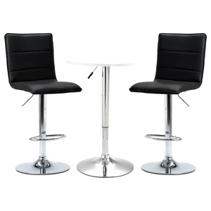 Бар комплект от 3 части, изкуствена кожа, бял