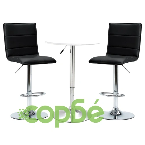 Бар комплект от 3 части, изкуствена кожа, бял ➤ топ цена ➤ sorbe.bg
