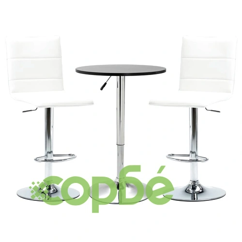 Бар комплект от 3 части, изкуствена кожа, черен ➤ топ цена ➤ sorbe.bg