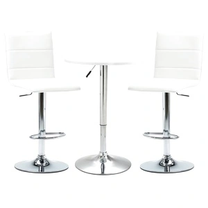 Бар комплект от 3 части, изкуствена кожа, бял