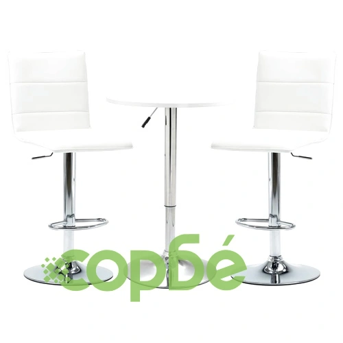 Бар комплект от 3 части, изкуствена кожа, бял ➤ топ цена ➤ sorbe.bg