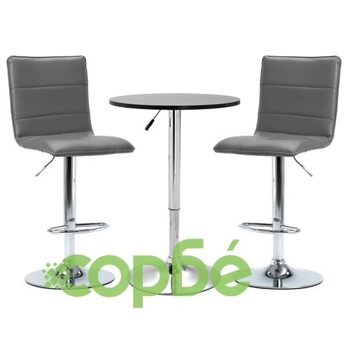 Бар комплект от 3 части, изкуствена кожа, черен ➤ топ цена ➤ sorbe.bg