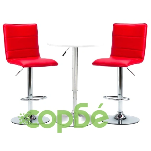 Бар комплект от 3 части, изкуствена кожа, бял ➤ топ цена ➤ sorbe.bg