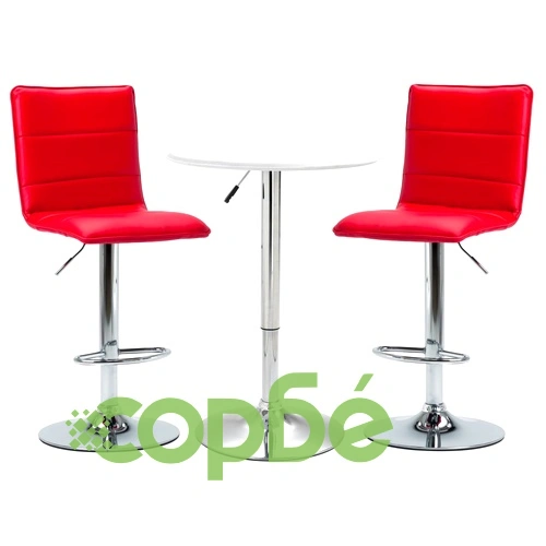 Бар комплект от 3 части, изкуствена кожа, бял ➤ топ цена ➤ sorbe.bg