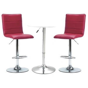 Бар комплект от 3 части, изкуствена кожа, бял