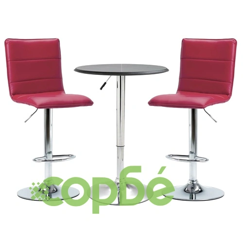 Бар комплект от 3 части, изкуствена кожа, черен ➤ топ цена ➤ sorbe.bg