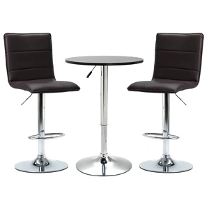 Бар комплект от 3 части, изкуствена кожа, черен