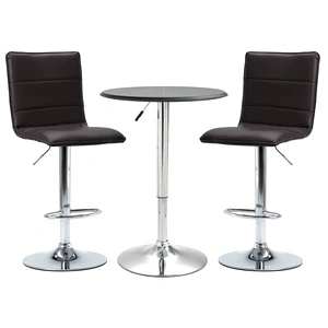 Бар комплект от 3 части, изкуствена кожа, черен