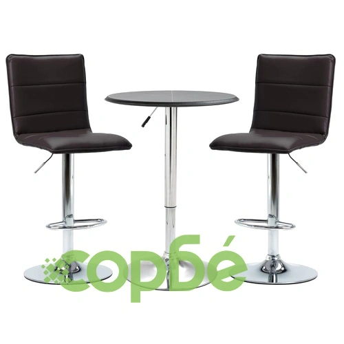 Бар комплект от 3 части, изкуствена кожа, черен ➤ топ цена ➤ sorbe.bg