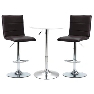 Бар комплект от 3 части, изкуствена кожа, бял