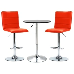 Бар комплект от 3 части, изкуствена кожа, черен