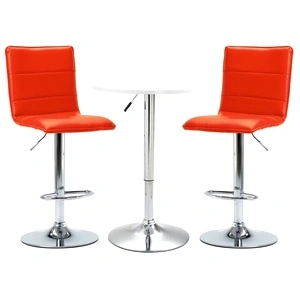 Бар комплект от 3 части, изкуствена кожа, бял