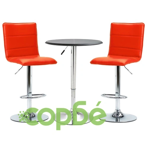 Бар комплект от 3 части, изкуствена кожа, черен ➤ топ цена ➤ sorbe.bg