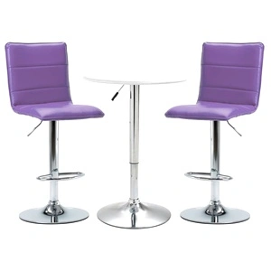 Бар комплект от 3 части, изкуствена кожа, бял