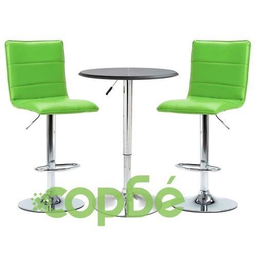 Бар комплект от 3 части, изкуствена кожа, черен ➤ топ цена ➤ sorbe.bg