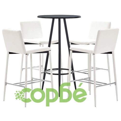 Бар комплект от 5 части, изкуствена кожа, бял ➤ топ цена ➤ sorbe.bg