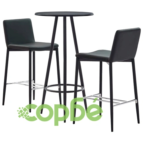 Бар комплект от 3 части, изкуствена кожа, сив ➤ топ цена ➤ sorbe.bg