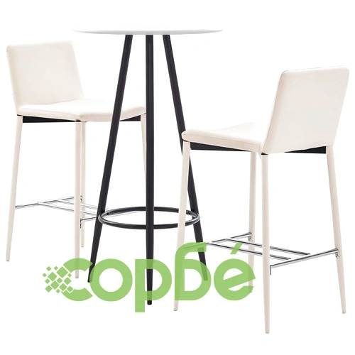 Бар комплект от 3 части, изкуствена кожа, кремав ➤ топ цена ➤ sorbe.bg