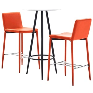 Бар комплект от 3 части, изкуствена кожа, оранжев