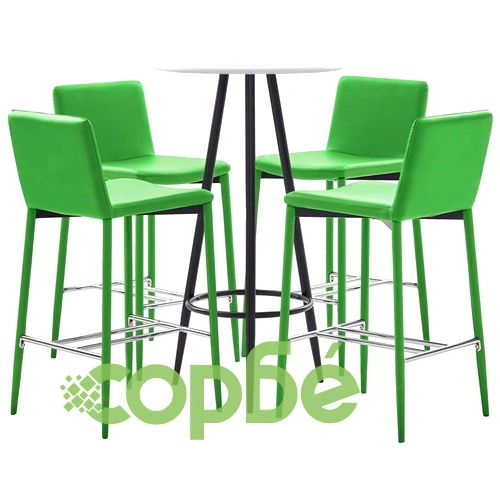 Бар комплект от 5 части, изкуствена кожа, зелен ➤ топ цена ➤ sorbe.bg