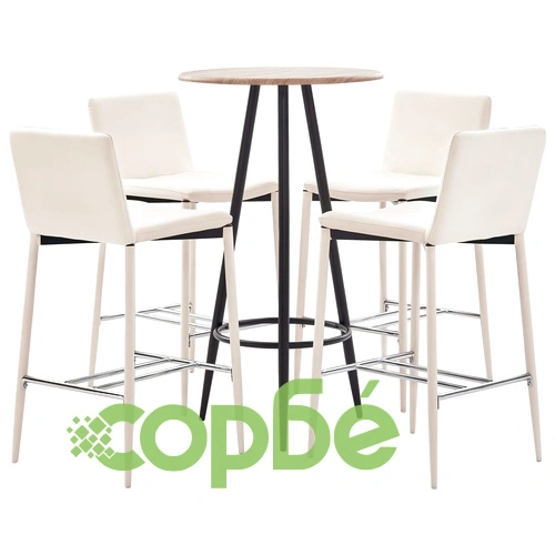 Бар комплект от 5 части, изкуствена кожа, кремав ➤ топ цена ➤ sorbe.bg