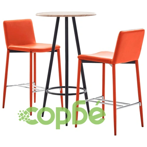 Бар комплект от 3 части, изкуствена кожа, оранжев ➤ топ цена ➤ sorbe.bg