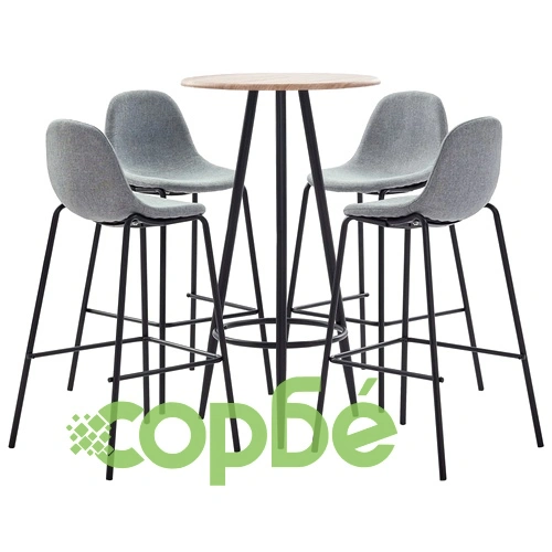 Бар комплект от 5 части, текстил, светлосив ➤ топ цена ➤ sorbe.bg